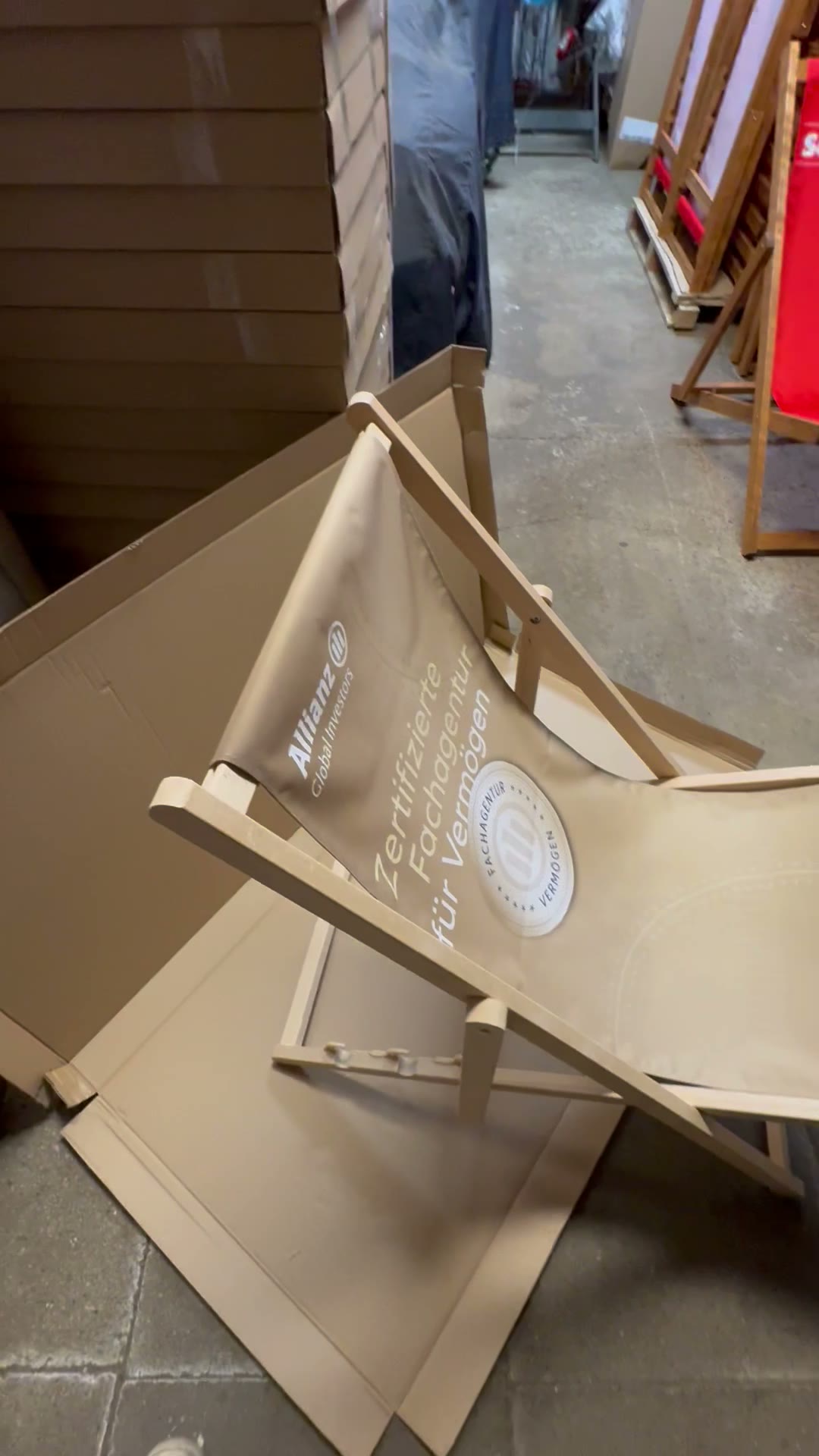 Deckchair being packed by hand