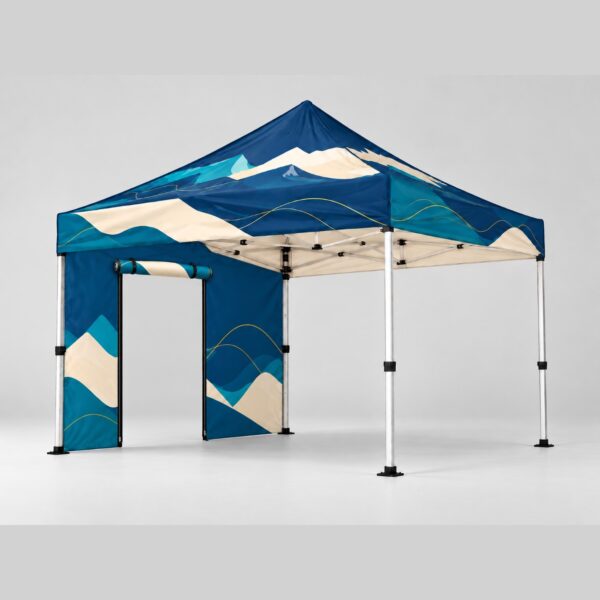 Side wall with roll-up door – 3 m – printed, on the gazebo