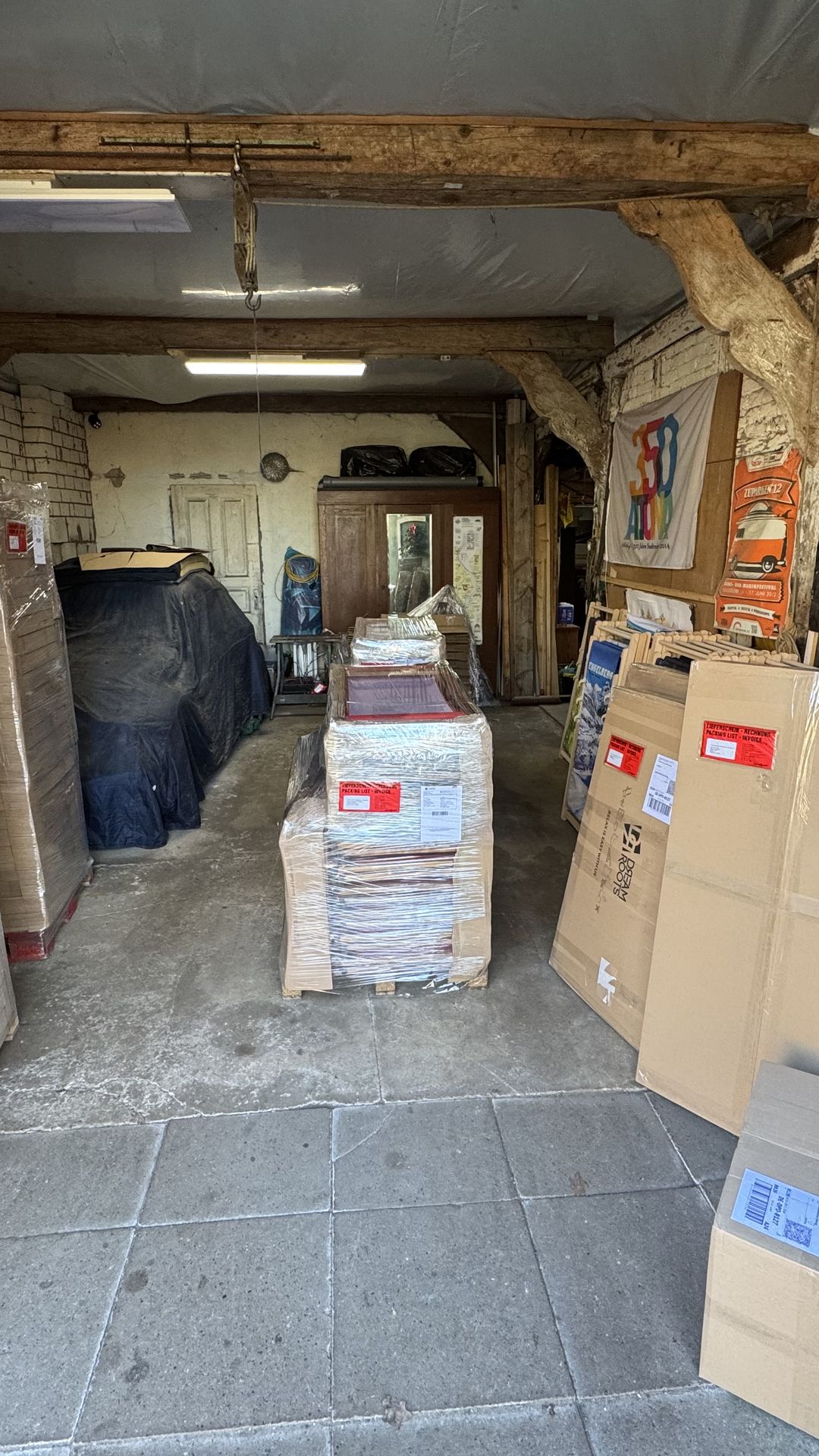 Shipping area with packed boxes