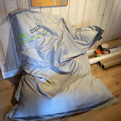 Grey Atoll XXL bean bag with custom print