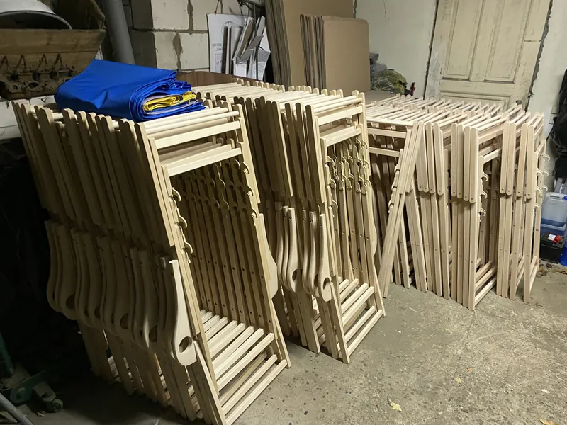 Many deckchair frames in production