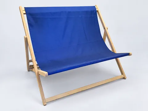 Blue double deckchair FOFFTEIN, angled front view
