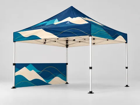Pop-up gazebo with partly printed side wall