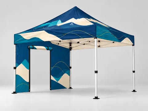 Pop-up gazebo with door print