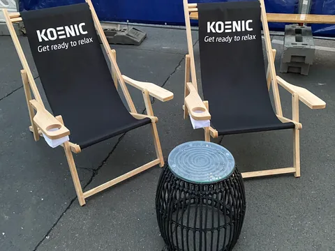Printed deckchairs at a corporate event